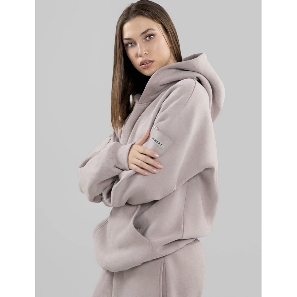 Comfrt Unisex Adults' Solid Travel Essentials Pullover Hoodie NC3 Bark Small - Picture 2 of 10